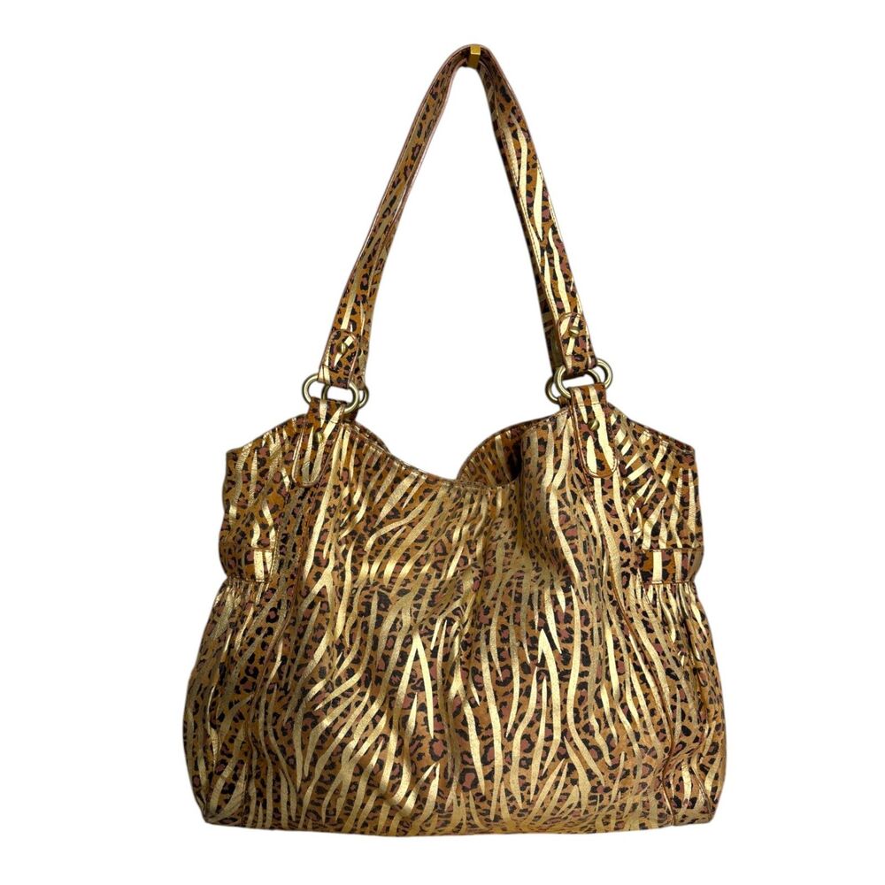 The Find Metallic Cheetah Zebra Animal Print Oversized Hobo Shoulder Bag